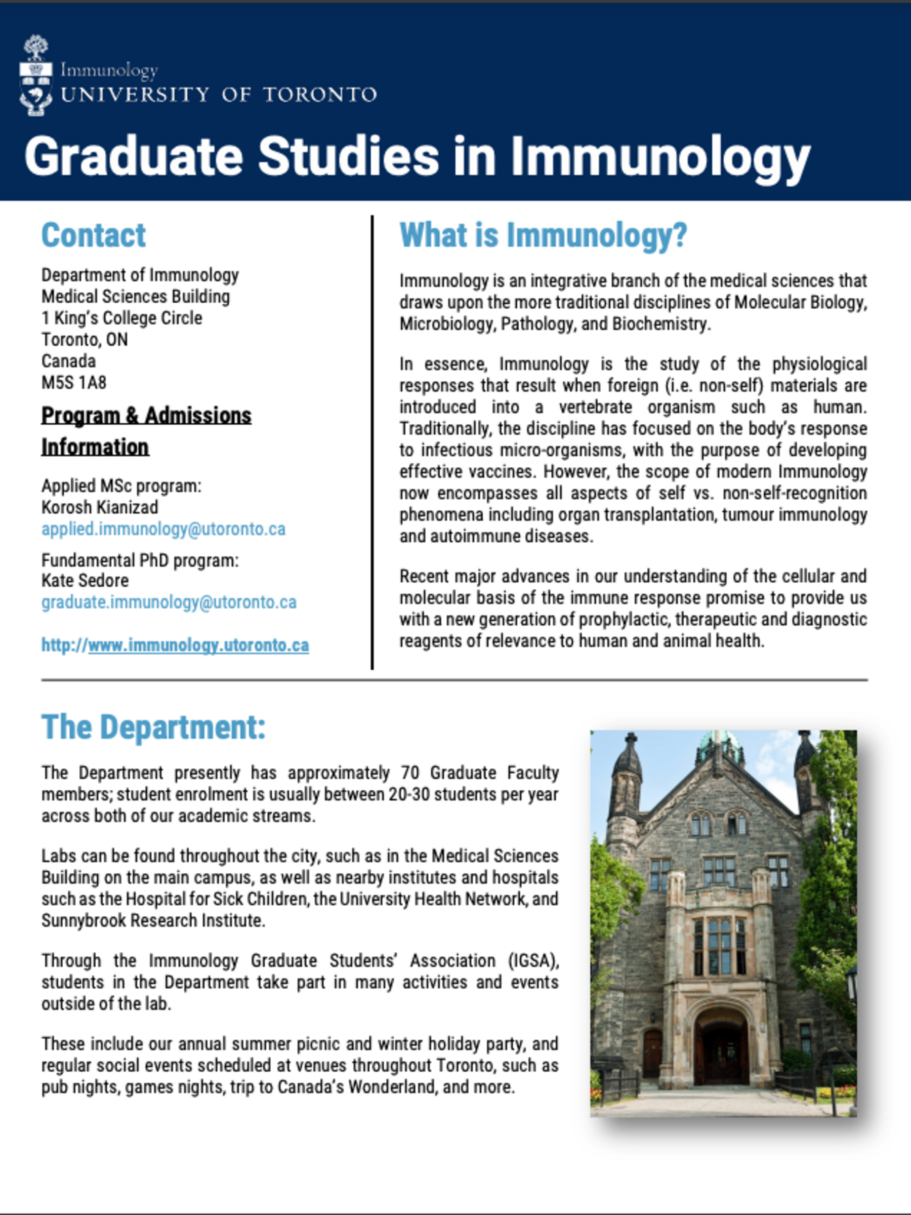 Graduate Studies in Immunology